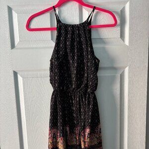 Francesca's Mi Ami Dress Floral Chiffon High Neck Straps Sleeveless